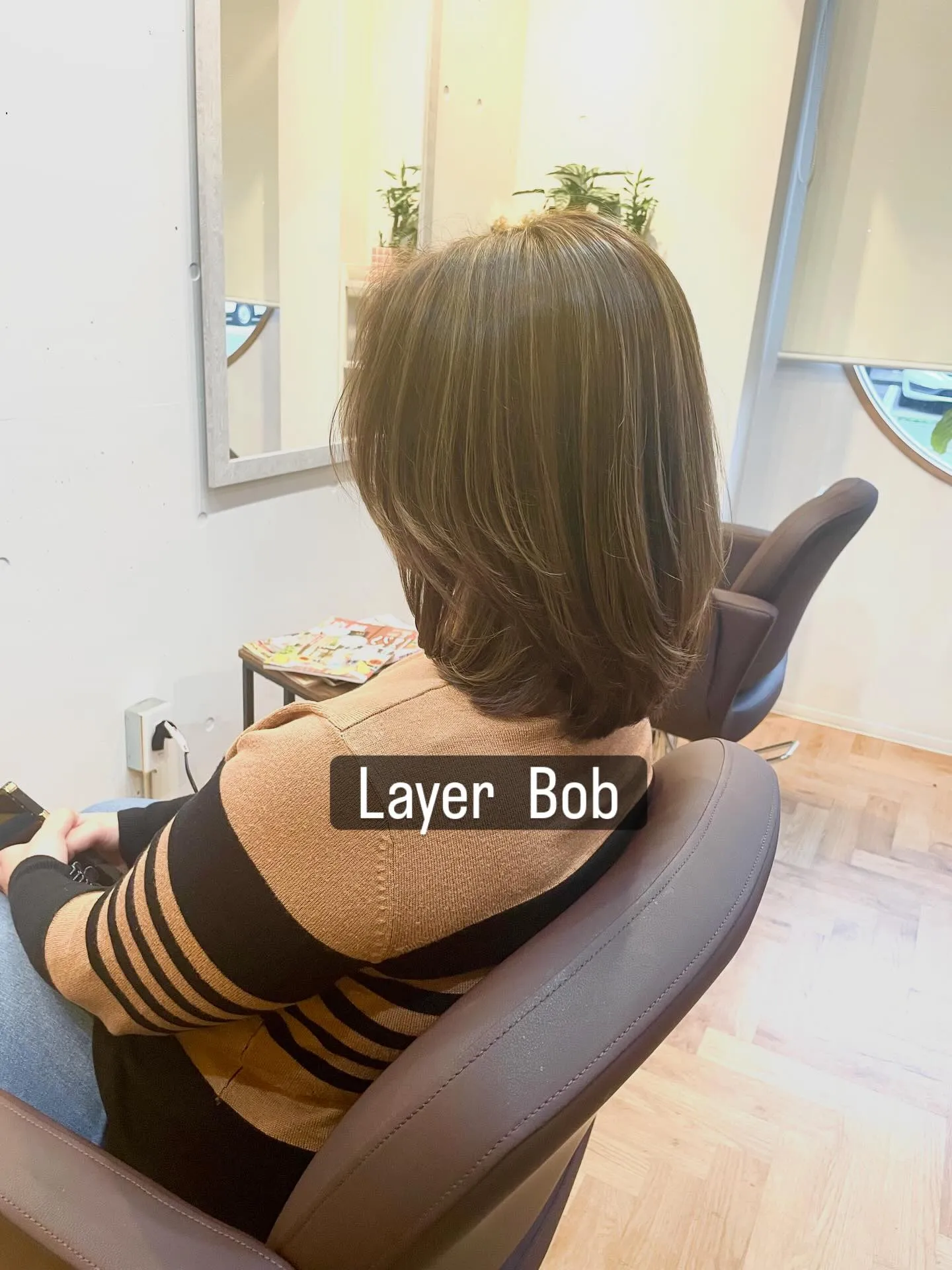 重さも残しつつ流れるレイヤーボブスタイルです✨